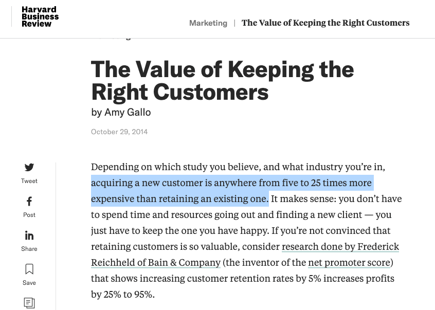 HBR - The Value of Keeping the Right Customers