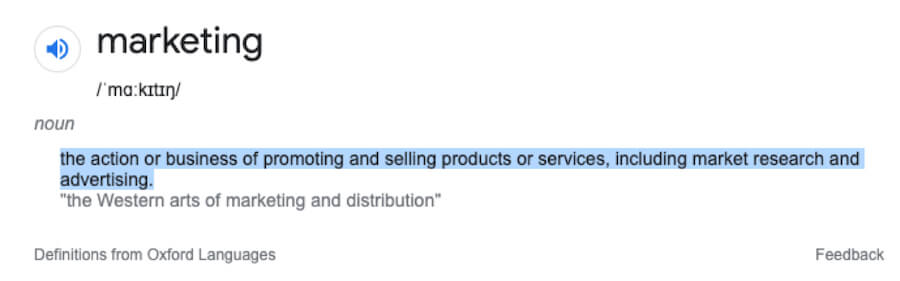 Marketing Definition from Google
