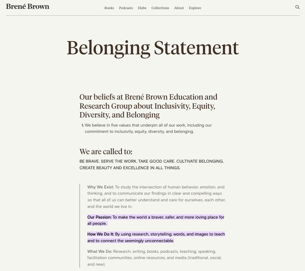 Brene Brown - Belonging Statement