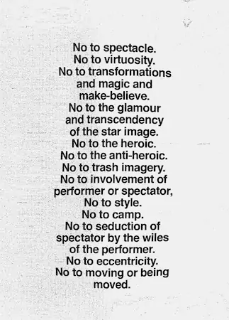 Yvonne Rainers - No Manifesto (1965)