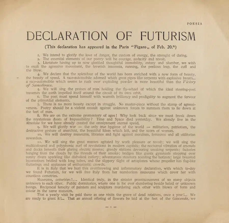 The Futurism Manifesto