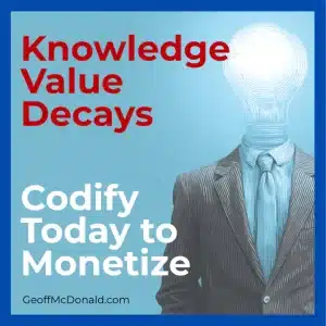 Knowledge value decays. Codify today to monetize.